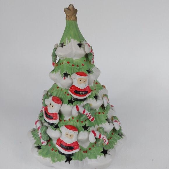 Vintage Ceramic Lighted Tree, Candycanes, Bears, and Santa Works - Picture 3 of 6